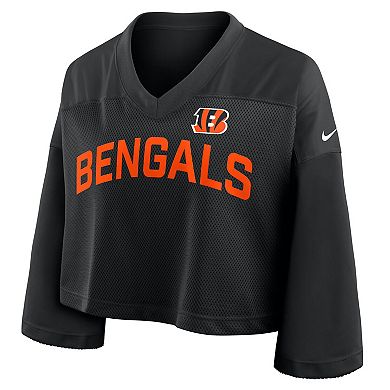 Women's Nike Black Cincinnati Bengals Primetime Cropped Mesh Dri-FIT Fashion Jersey