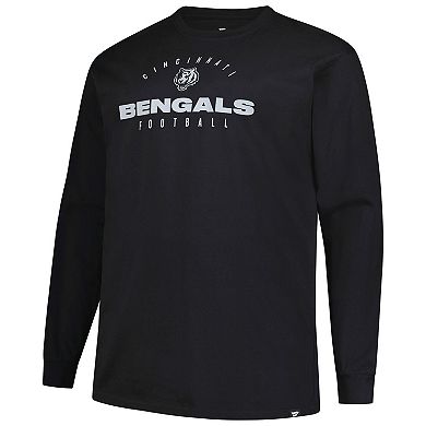 Men's Fanatics Black Cincinnati Bengals Big & Tall Coverage Scheme Long Sleeve T-Shirt