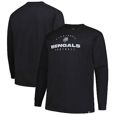 Men's Fanatics Black Cincinnati Bengals Big & Tall Coverage Scheme Long Sleeve T-Shirt