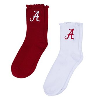Women's ZooZatz White/Crimson Alabama Crimson Tide Two-Pack Lettuce Hem Crew Socks