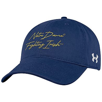 Men's Under Armour Navy Notre Dame Fighting Irish College Essentials Washed Cotton Blend Adjustable Hat