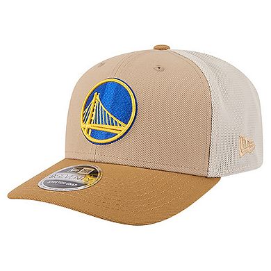 Men's New Era Tan/Light Brown Golden State Warriors Two-Tone 9SEVENTY Adjustable Trucker Hat
