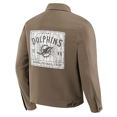 Men's Darius Rucker Collection by Fanatics Tan Miami Dolphins Trucker Full-Button Jacket