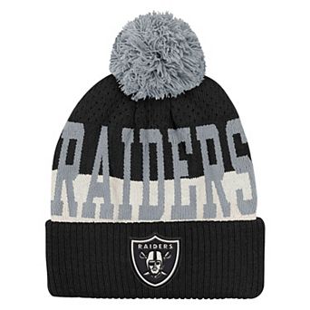 Youth Outerstuff Black Las Vegas Raiders Modern Fan Cuffed Knit Hat with Pom