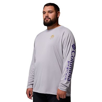Men's Columbia Gray LSU Tigers Big & Tall Terminal Tackle Long Sleeve Omni-Shade T-Shirt