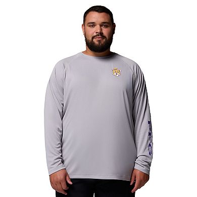 Men's Columbia Gray LSU Tigers Big & Tall Terminal Tackle Long Sleeve Omni-Shade T-Shirt