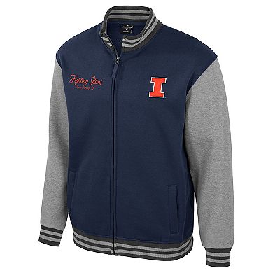 Men's Colosseum Navy Illinois Fighting Illini Ambi-Turner Full-Zip Varsity Jacket