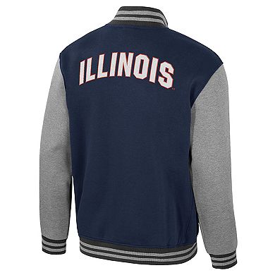 Men's Colosseum Navy Illinois Fighting Illini Ambi-Turner Full-Zip Varsity Jacket