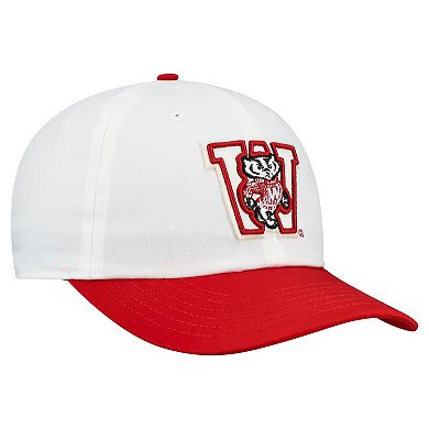 Men's Under Armour White/Red Wisconsin Badgers Throwback Snapback Hat