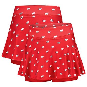 Girls Youth ZooZatz Red Wisconsin Badgers All-Over Print Tennis Skort