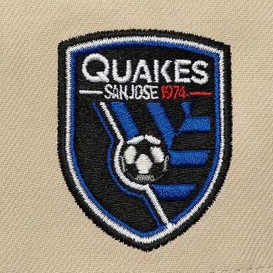 Men's Mitchell & Ness Cream/Blue San Jose Earthquakes Upside Down Pro Pinch Snapback Hat