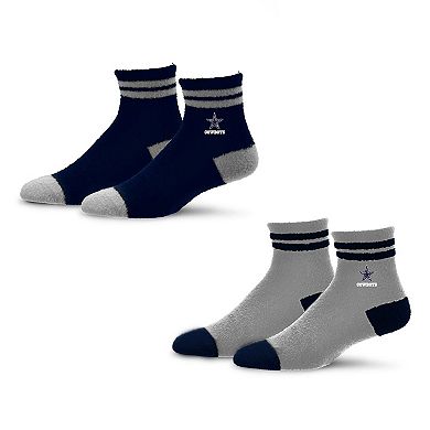 Women's For Bare Feet Dallas Cowboys Cozy Two-Pack Quarter-Length Sock Set