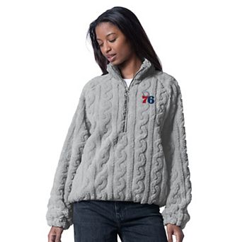 Women's G-III 4Her by Carl Banks Gray Philadelphia 76ers Champ Half-Zip Pullover