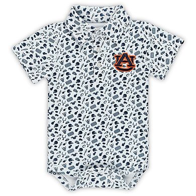 Infant Garb Navy Auburn Tigers Tom Allover Print Performance Polo Bodysuit
