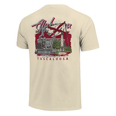 Men's Image One Natural Alabama Crimson Tide Comfort Colors Hand-Drawn Campus Stack T-Shirt