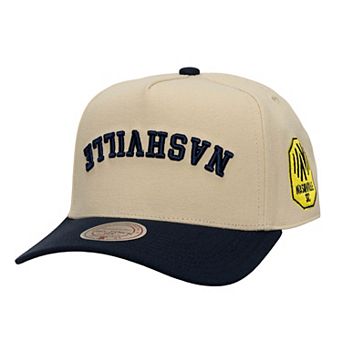 Men's Mitchell & Ness Cream/Navy Nashville SC Upside Down Pro Pinch Snapback Hat