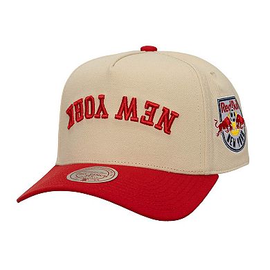 Men's Mitchell & Ness Cream/Red New York Red Bulls Upside Down Pro Pinch Snapback Hat