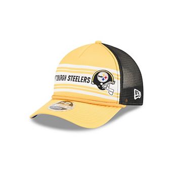Men's New Era Gold Pittsburgh Steelers Linear A-Frame 9FORTY Adjustable Hat