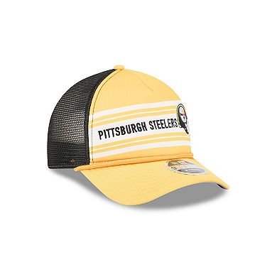 Men's New Era Gold Pittsburgh Steelers Linear A-Frame 9FORTY Adjustable Hat