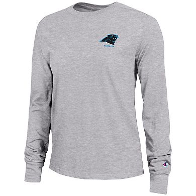 Women's Champion Heather Gray Carolina Panthers Core Long-Sleeve T-Shirt