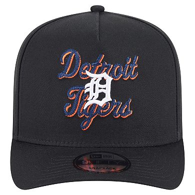Men's New Era Black Detroit Tigers Chainstitch 9FIFTY A-Frame Snapback Hat