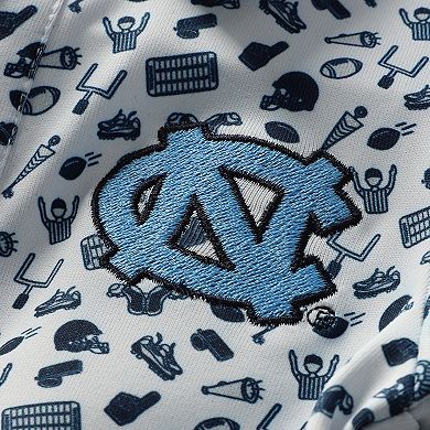 Infant Garb White North Carolina Tar Heels Tom Allover Print Performance Polo Bodysuit