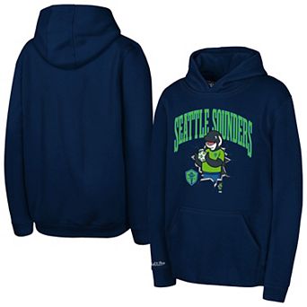 Youth Mitchell & Ness Navy Seattle Sounders FC Mascot Break Out Pullover Hoodie