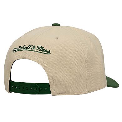 Men's Mitchell & Ness Cream/Green Portland Timbers Upside Down Pro Pinch Snapback Hat