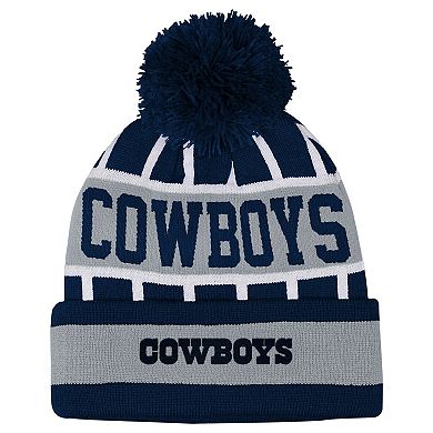 Youth Outerstuff Navy Dallas Cowboys Go Fast Cuffed Knit Hat with Pom