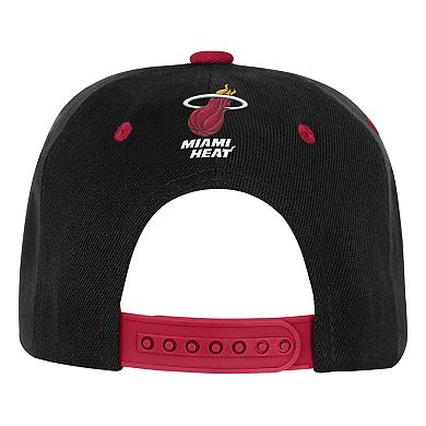 Youth Outerstuff Black/Red Miami Heat Two-Tone Snapback Hat