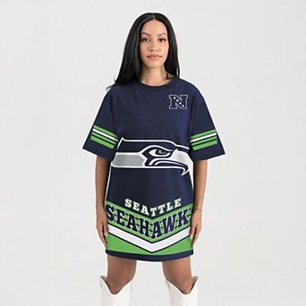Women's Gameday Couture Navy Seattle Seahawks Perfect Score Vintage T-Shirt Dress