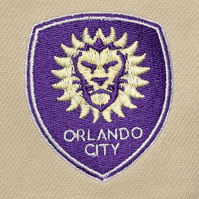 Men's Mitchell & Ness Cream/Purple Orlando City SC Upside Down Pro Pinch Snapback Hat