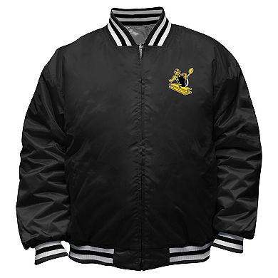 Men's Mitchell & Ness Black/Silver Pittsburgh Steelers Big & Tall Throwback Reversible Full-Zip Jacket