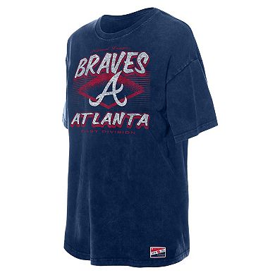 Women's New Era Navy Atlanta Braves Mineral Wash Oversized T-Shirt