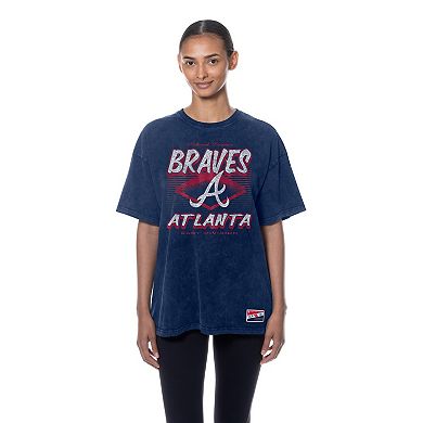 Women's New Era Navy Atlanta Braves Mineral Wash Oversized T-Shirt