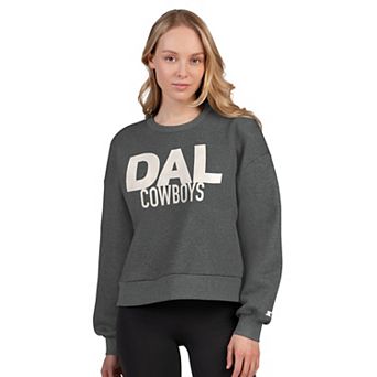 Women's Starter Heather Gray Dallas Cowboys Show Up Cropped Fleece Pullover Sweatshirt