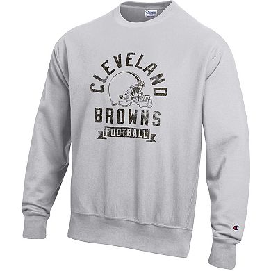 Men's Champion Heather Gray Cleveland Browns Reverse Weave Fleece Pullover Sweatshirt