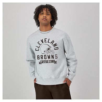 Men's Champion Heather Gray Cleveland Browns Reverse Weave Fleece Pullover Sweatshirt
