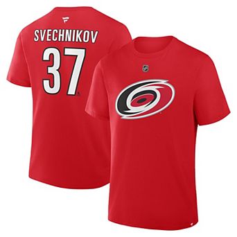 Men's Fanatics Andrei Svechnikov Red Carolina Hurricanes Authentic Stack Name & Number T-Shirt