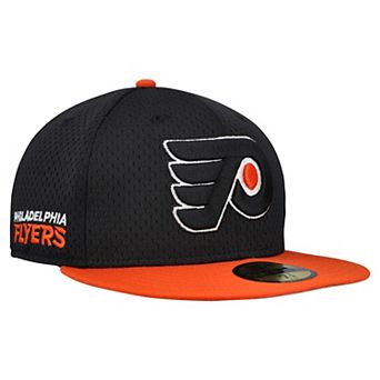 Men's New Era Black/Orange Philadelphia Flyers Mesh Crown Two-Tone 59FIFTY Fitted Hat