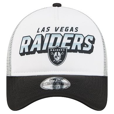 Youth New Era White/Black Las Vegas Raiders Streak 9FORTY A-Frame Adjustable Hat