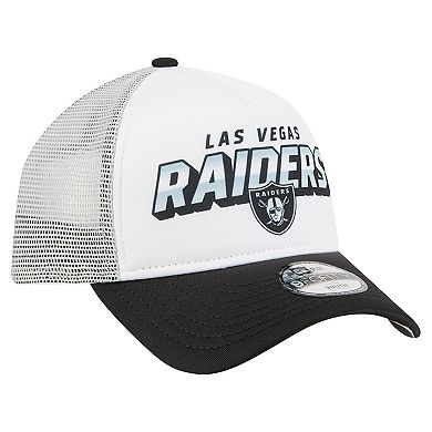 Youth New Era White/Black Las Vegas Raiders Streak 9FORTY A-Frame Adjustable Hat