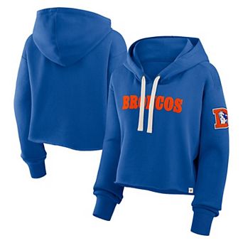 Women's Fanatics Royal Denver Broncos Oversized Hometown Heritage Cropped Hoodie