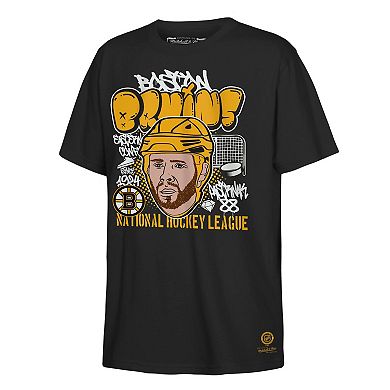 Youth Mitchell & Ness David Pastrnak Black Boston Bruins Caricature T-Shirt