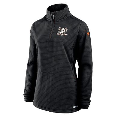 Women's Fanatics Black Anaheim Ducks Authentic Pro Rink Quarter-Zip Pullover