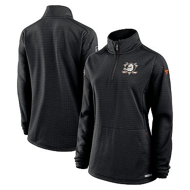 Women's Fanatics Black Anaheim Ducks Authentic Pro Rink Quarter-Zip Pullover