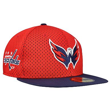 Men's New Era Red/Navy Washington Capitals Mesh Crown Two-Tone 59FIFTY Fitted Hat