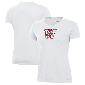 Women's Under Armour White Wisconsin Badgers Throwback T-Shirt