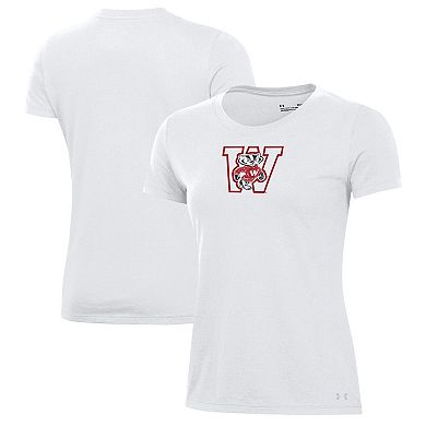 Women's Under Armour White Wisconsin Badgers Throwback T-Shirt