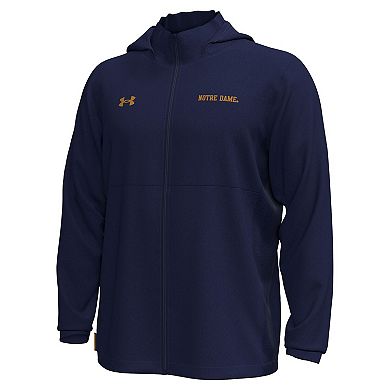 Men's Under Armour Navy Notre Dame Fighting Irish Rival Stretch Woven Full-Zip Hoodie Jacket